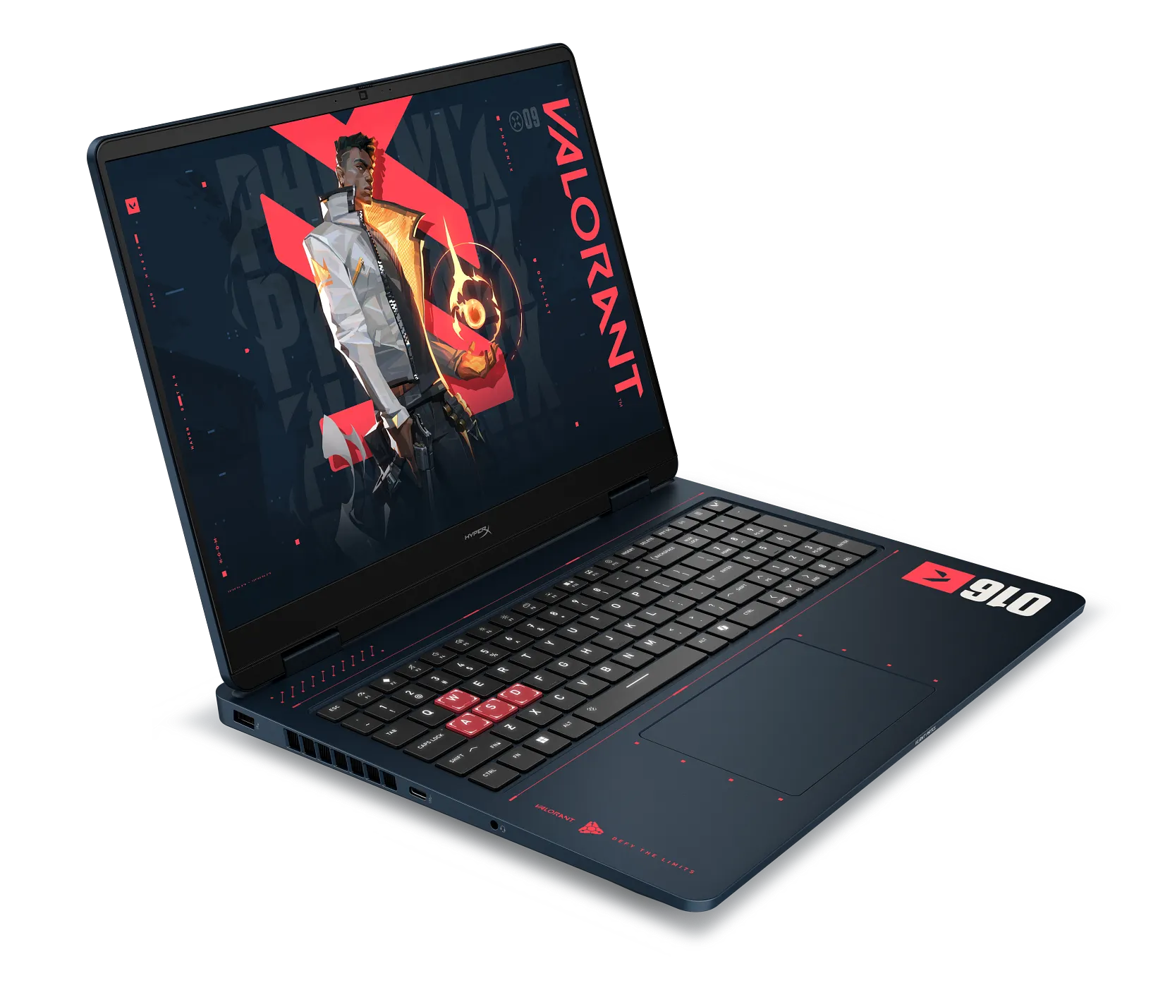 تصویر تبلیغاتی خانواده HP HyperX OMEN 16 نسخهٔ Valorant با نمایشگر FHD؛ کانفیگ بررسیشده در این مطلب پنل ۲۵۶۰×۱۶۰۰ دارد و این عکس، عکس نمونهٔ آزمایششده نیست.